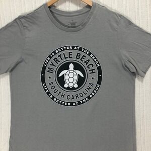 Myrtle Beach South Carolina Turtle Graphic T-Shirt Tee Top Gray Men's Size Large